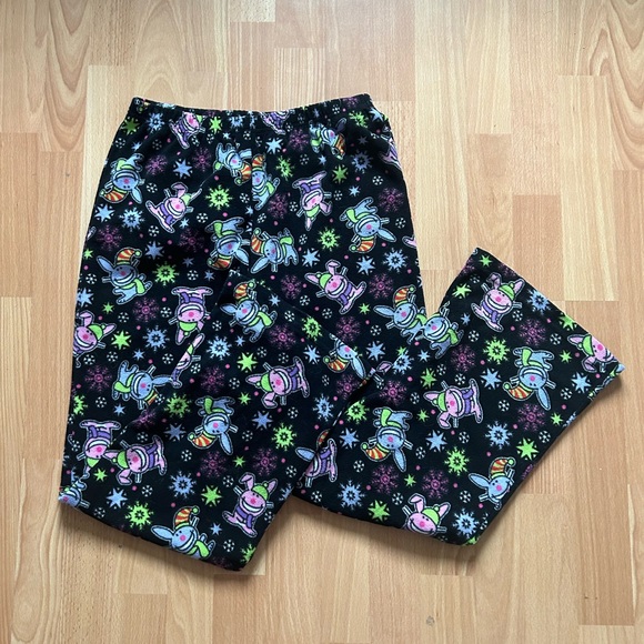 Happy Bunny Jim Benson fleece pj bottoms - Picture 1 of 8